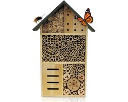 Muntel® Insectenhotel - XL- Vlinderhotel - Bijenhotel - Duurzaam - Decoratie - Hout - 10 x 30 x 50 Cm