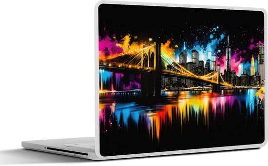 Laptop sticker - 15.6 inch - Skyline - Brug - Verlichting - Kleuren ...