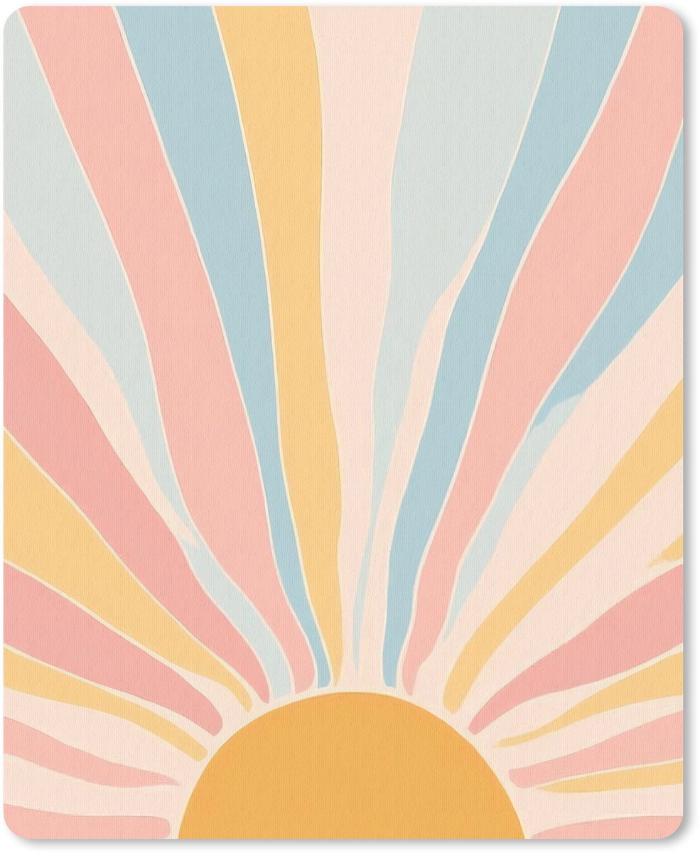 Muismat 19x23 cm - Mousepad Illustratie - Zon - Pastelkleuren - Muismatten