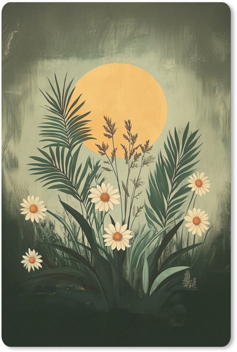 Muismat 18x27 cm - Mousepad Bloemen - Bladeren - Zon - Groen - Muismatten