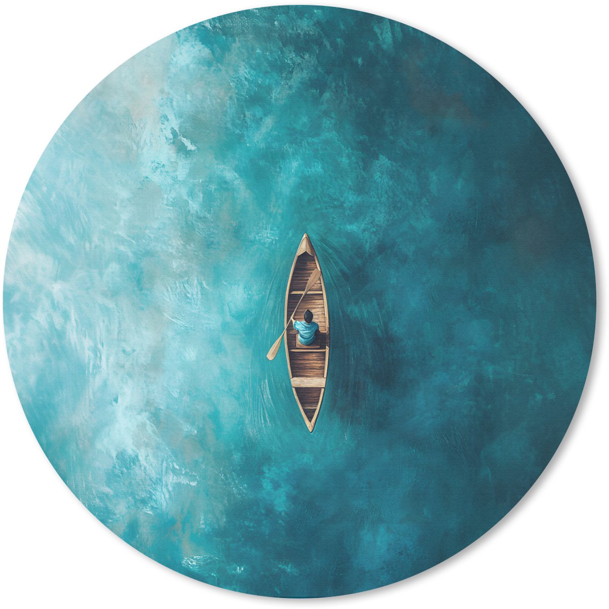 Muismat rond 30x30 cm - Mousepad Bootje - Water - Blauw - Ronde muismatten