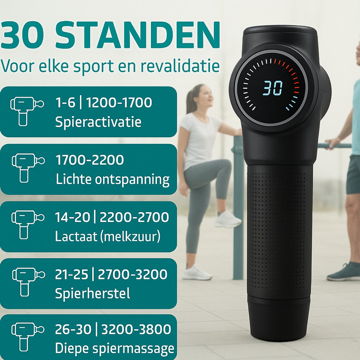 Afbeelding 2 van Duriant Massage Gun Professioneel Prime - Massage Pistool Inclusief Koffer en 12 Opzetstukken - Krachtig en Draadloos Sport en Relax Massage Apparaat - Massageapparaten