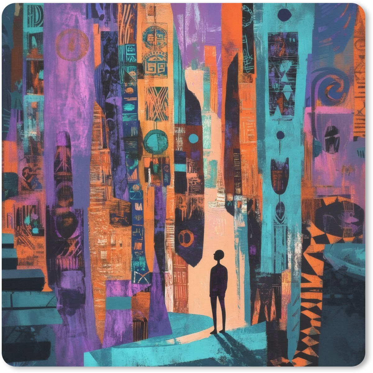 Muismat 20x20 cm - Mousepad Abstract - Figuren - Kleurrijk - Muismatten