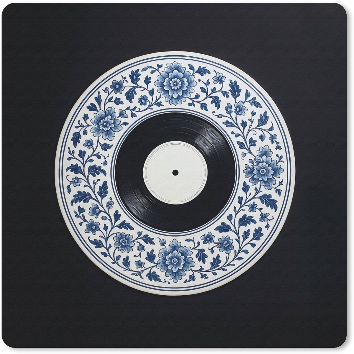 Muismat 30x30 cm - Mousepad Vinyl - LP - Delfts Blauw - Muziek - Muismatten