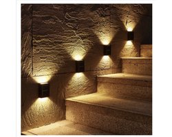 Solar Tuinverlichting - Tuinverlichting op zonneenergie - Solar Wandlamp voor buiten - 2 LED lichten - Warm Wit licht - 2 stuks - Small
