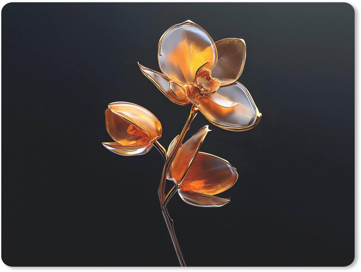 Muismat 23x19 cm - Mousepad Bloem - Orchidee - Oranje - Muismatten