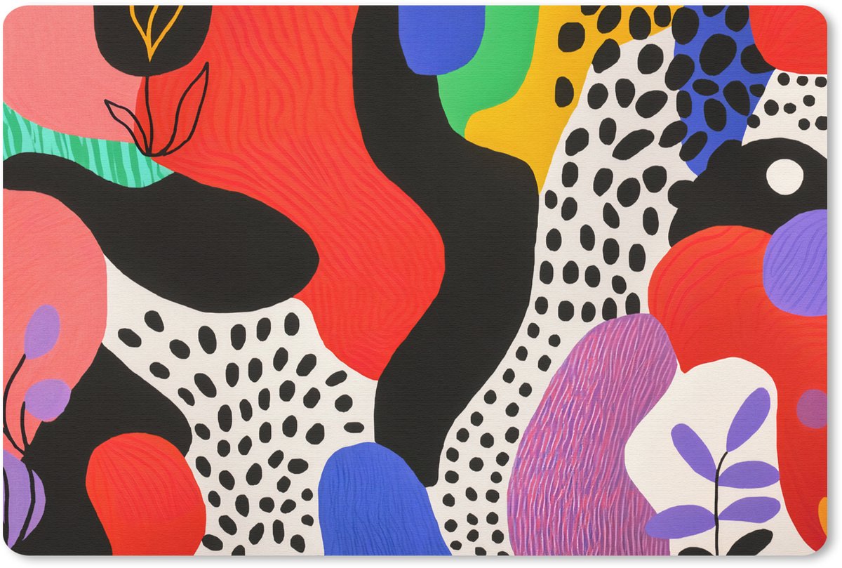 Muismat 27x18 cm - Mousepad Abstract - Vormen - Kleuren - Stippen - Muismatten