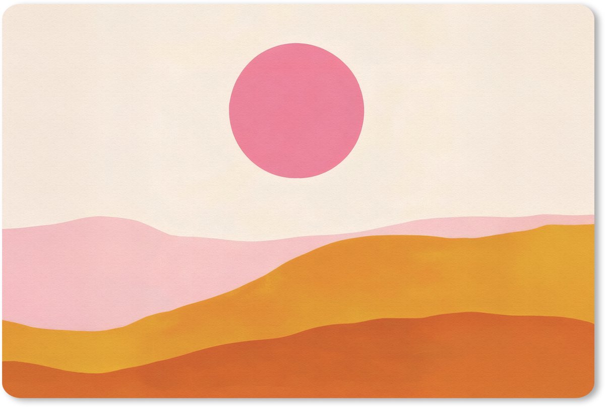 Muismat 27x18 cm - Mousepad Zon - Heuvels - Abstract - Roze - Muismatten