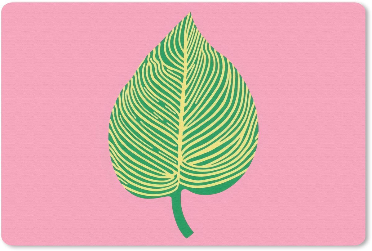 Muismat 27x18 cm - Mousepad Illustratie - Blad - Minimalistisch - Groen - Muismatten