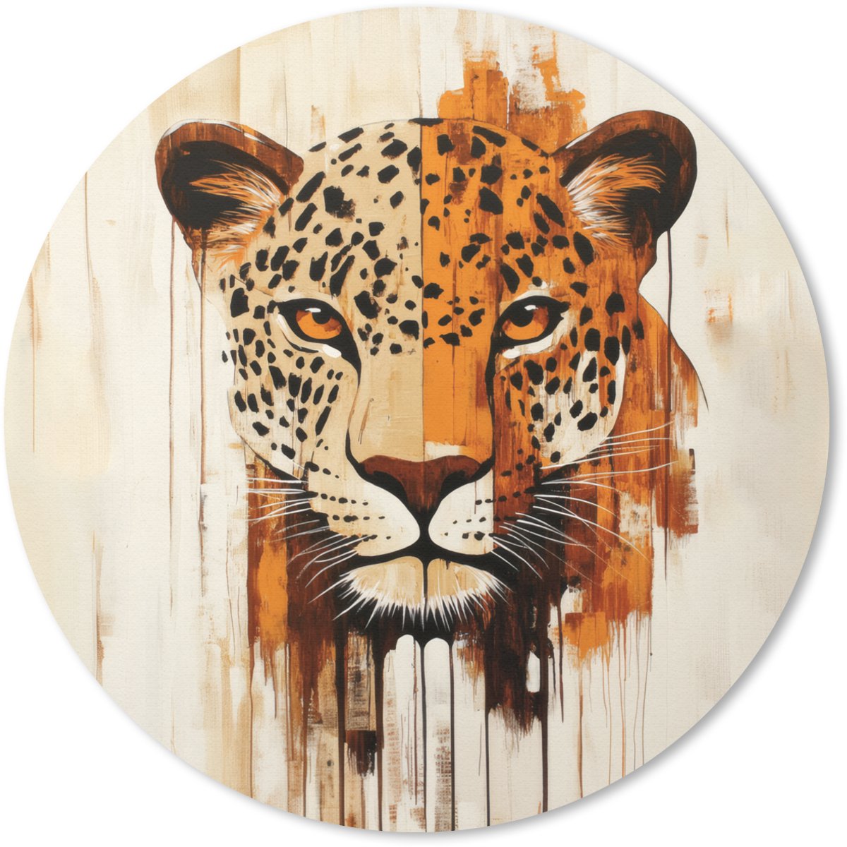 Muismat rond 30x30 cm - Mousepad Luipaard - Symmetrisch - Strepen - Ronde muismatten
