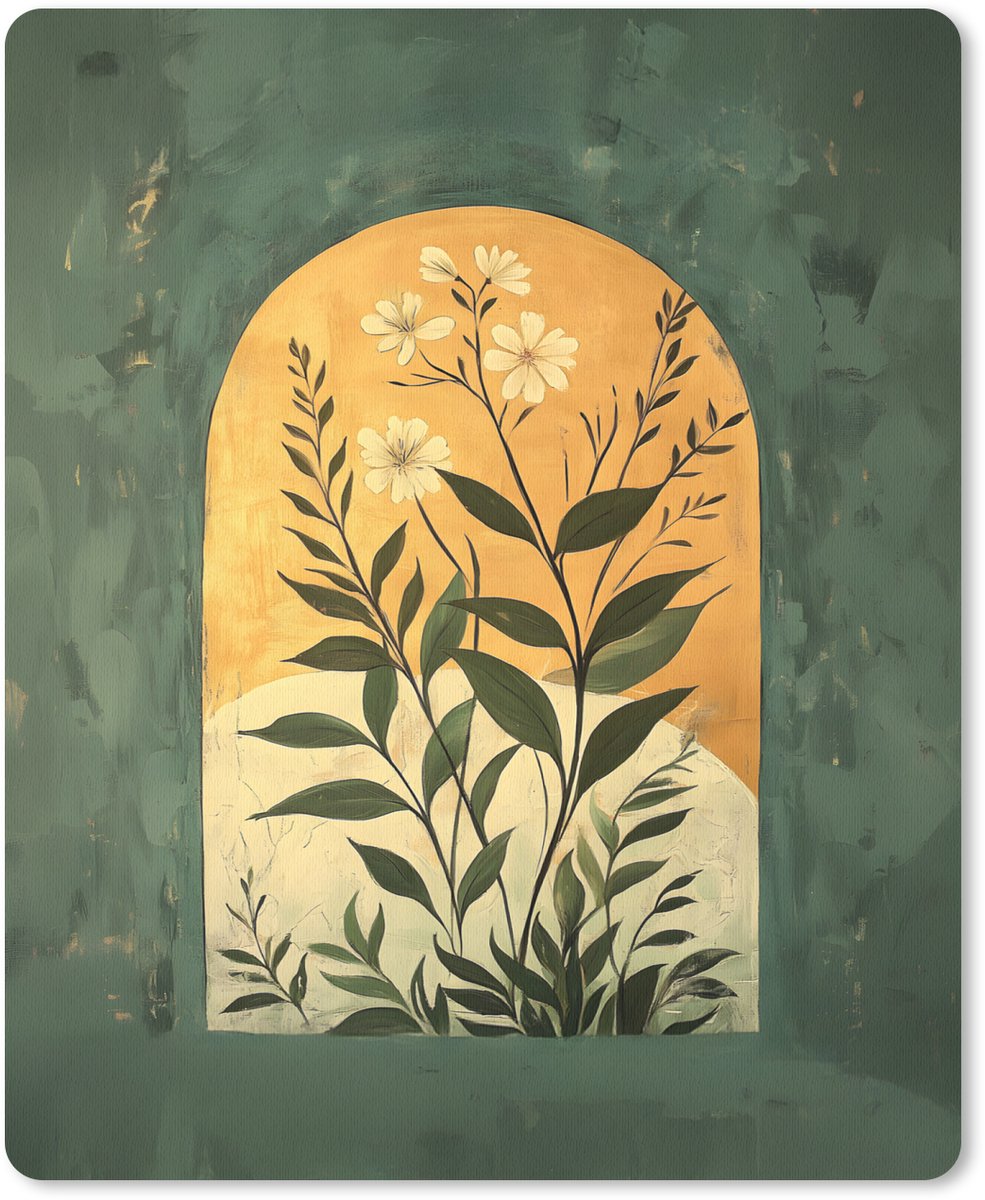 Muismat 19x23 cm - Mousepad Plant - Bloemen - Wit - Muismatten