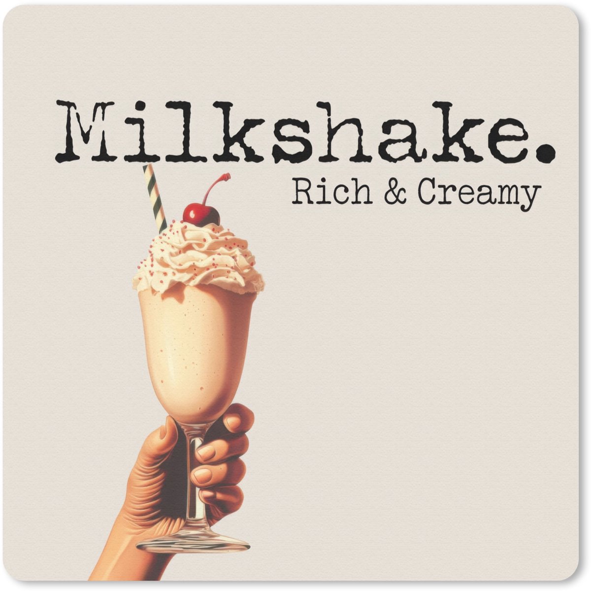 Muismat 20x20 cm - Mousepad Milkshake - Kers - Rietje - Muismatten