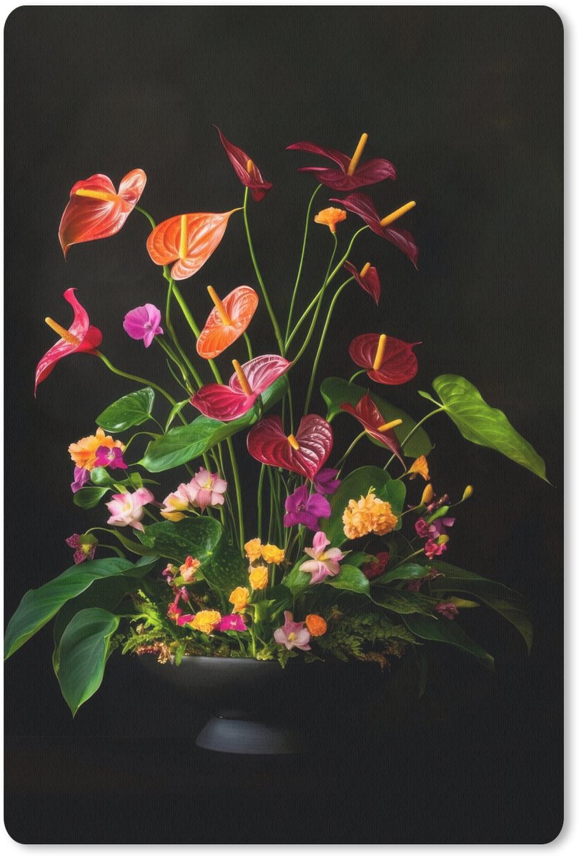 Muismat 18x27 cm - Mousepad Bloemen - Vaas - Kleurrijk - Muismatten