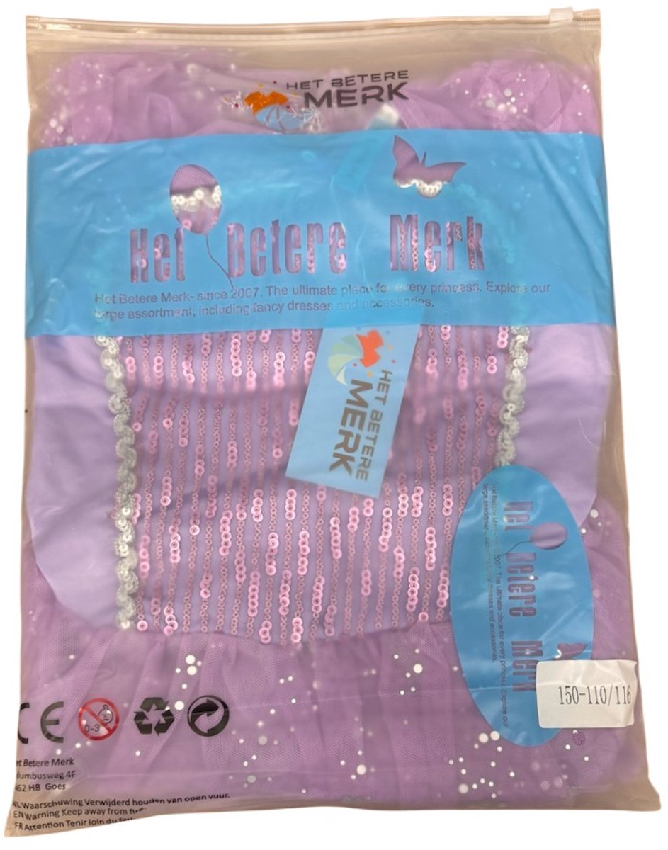 Prinsessenjurk meisje - Verkleedkleding meisje - Carnavalskleding - Paarse jurk - Het Betere Merk - Prinsessen Verkleedkleding - (120) - Haarvlecht - Cadeau meisje - Prinsessen speelgoed — afbeelding 3