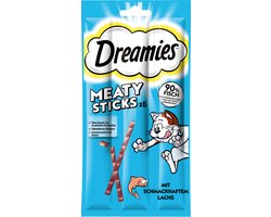Catisfactions - Dreamies Meaty Sticks met Zalm - 6 Sticks - 90% Vlees - Katten snack - Traktatie - Katten snoepjes