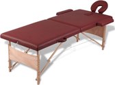vidaXL - Inklapbare - massagetafel - 2 - zones - met - houten - frame - (Rood)