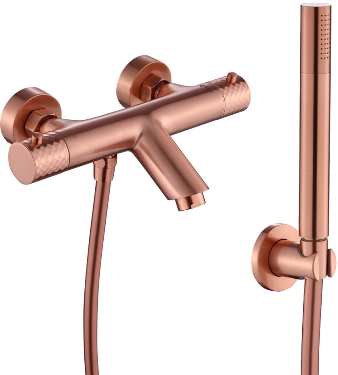 WEBO Oliver inbouw badkraan met handdouche complete set - Koper - watervalontwerp - twee-knop bediening complete set