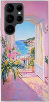 Telefoonhoesje Geschikt voor Samsung Galaxy S22 Ultra hoesje - Roze - Buiten - Verf - Siliconen Telefoonhoesje Telefoonhoesje