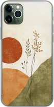 Telefoonhoesje Geschikt voor iPhone 11 Pro Max hoesje - Zon - Abstract - Takken - Oranje - Siliconen Telefoonhoesje Telefoonhoesje