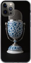 Telefoonhoesje Geschikt voor iPhone 12 Pro hoesje - Microfoon - Delfts blauw - Muziek - Siliconen Telefoonhoesje Telefoonhoesje