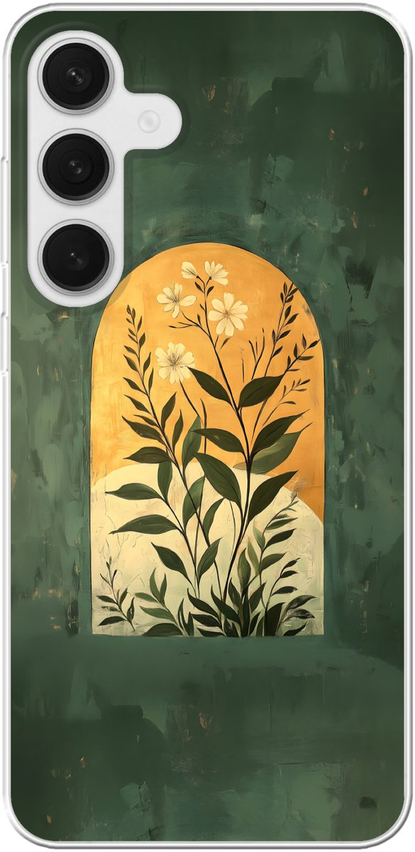 Telefoonhoesje Geschikt voor Samsung Galaxy S25 Plus hoesje - Plant - Bloemen - Wit - Siliconen Telefoonhoesje Telefoonhoesje