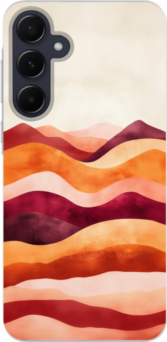 Telefoonhoesje Geschikt voor Samsung Galaxy A55 hoesje - Abstract - Landschap - Golven - Siliconen Telefoonhoesje Telefoonhoesje