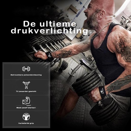 Set de sangles de levage MJ Sports Premium - Poignées de levage (2 pièces) - Rembourrage - Crochets - Fitness - Powerlifting - Musculation - Deadlift