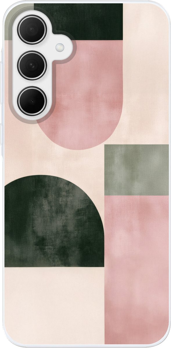 Telefoonhoesje Geschikt voor Samsung Galaxy A36 hoesje - Vormen - Abstract - Cirkel - Zwart - Siliconen Telefoonhoesje Telefoonhoesje