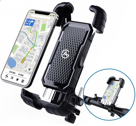 AG140 Universele Telefoonhouder Fiets – 360 graden rotatie – Ook voor Scooter en Motor – Zwart- Anti shock & Vibratie ontwerp – Fietshouder voor smartphones – telefoon – gsm houder fiets – iphone – Hoogste kwaliteit