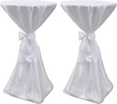 TOATELU – Lot De 2 Housses élastiques Pour Tables Hautes 80x110 Cm – Nappes Lavables Pour Bar, Mariage, Fête – Blanc - 9