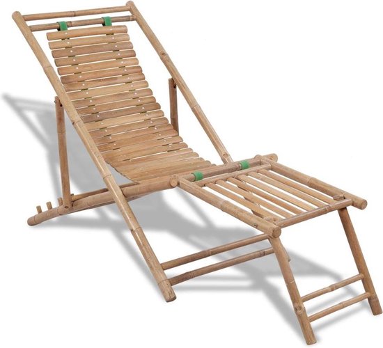 vidaXL Chaise de patio avec repose-pieds Bambou - Chaise longue - Chaises longues - Chaise longue - Chaises longues