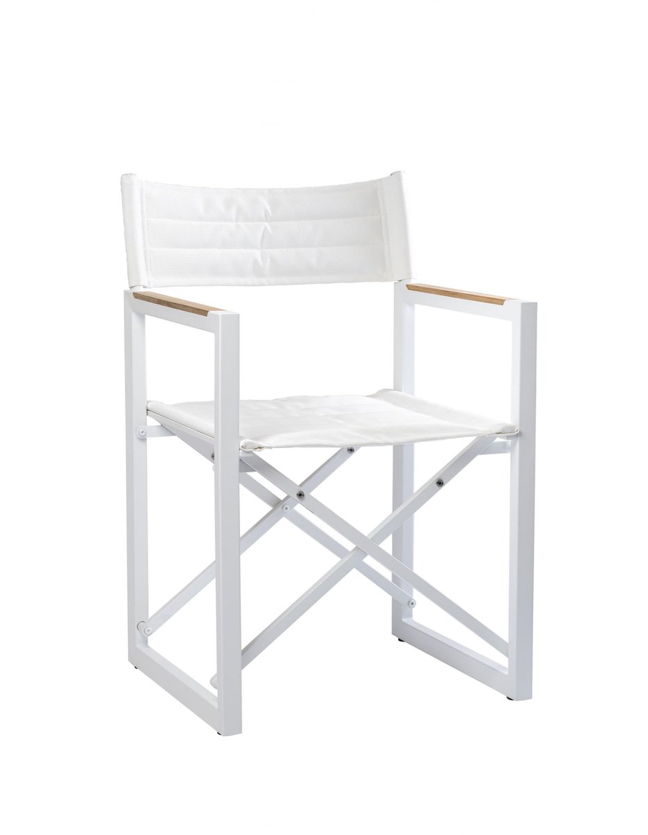 ARC Marine Regisseursstoel The Square aluminium chalk met witte Batyline-bekleding