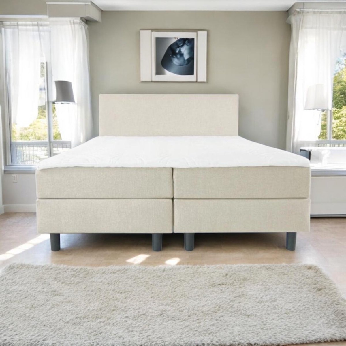 Boxspring Essential - 180x210 Compleet - Beige Glad - BG Homestyling