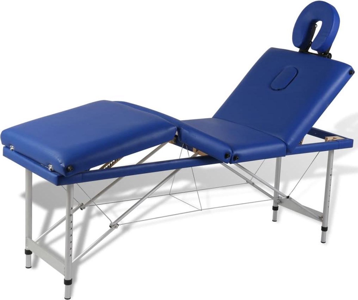 Goedkoopste vidaXL - Massagetafel - inklapbaar - met - aluminium - frame - (vier - delen - / - blauw