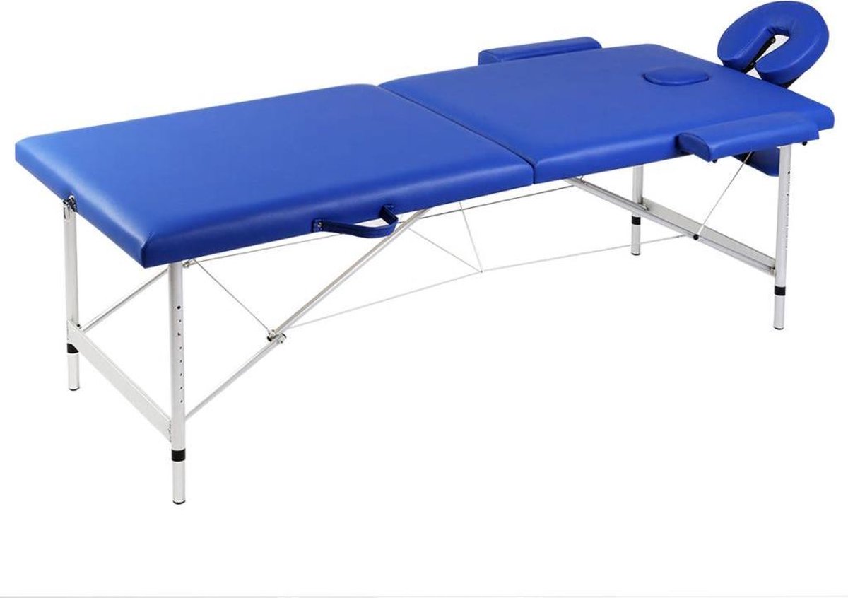 Goedkoopste vidaXL - Massagetafel - met - 2 - zones - inklapbaar - aluminum - frame - blauw