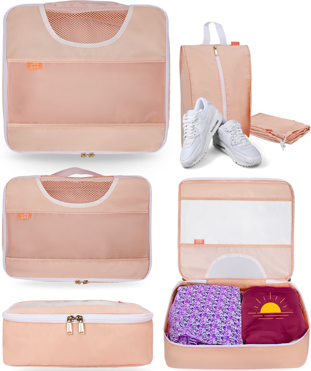 Bol.com UP&GR8 Packing Cubes - Premium Koffer Organizer Set (6-delig) - Overzicht in Bagage Backpack Tas - Travel Gadget - Roze aanbieding