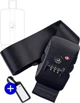 Djitee Luggy - Kofferriem - TSA cijferslot - Inclusief bagagelabel - 200 cm - Verstelbaar
