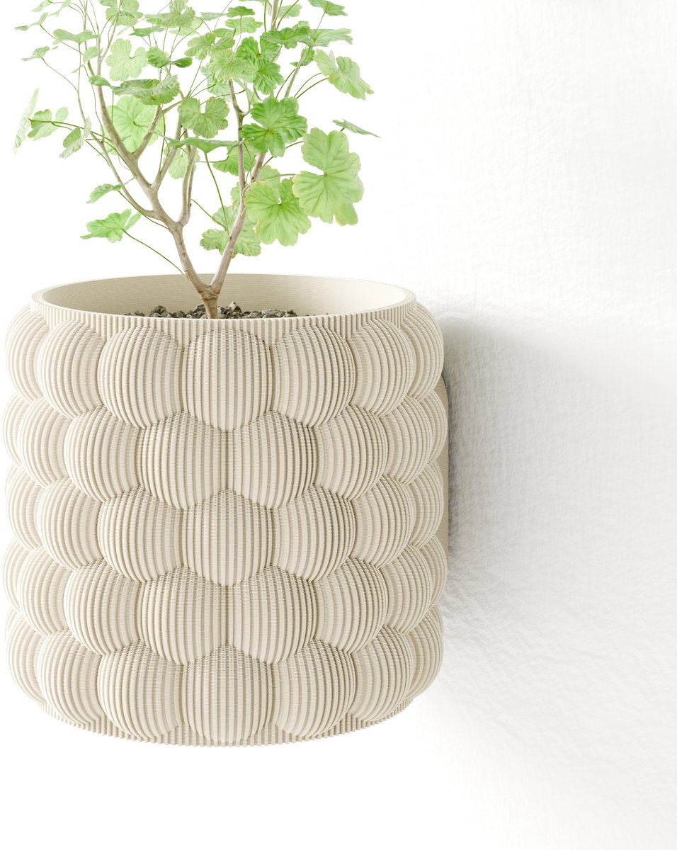 Fleuriek - Hangende bloempot voor plantenmuur - Decoratieve plantenhangers voor verticale tuin binnen, plantenpot - D15 cm - Beige