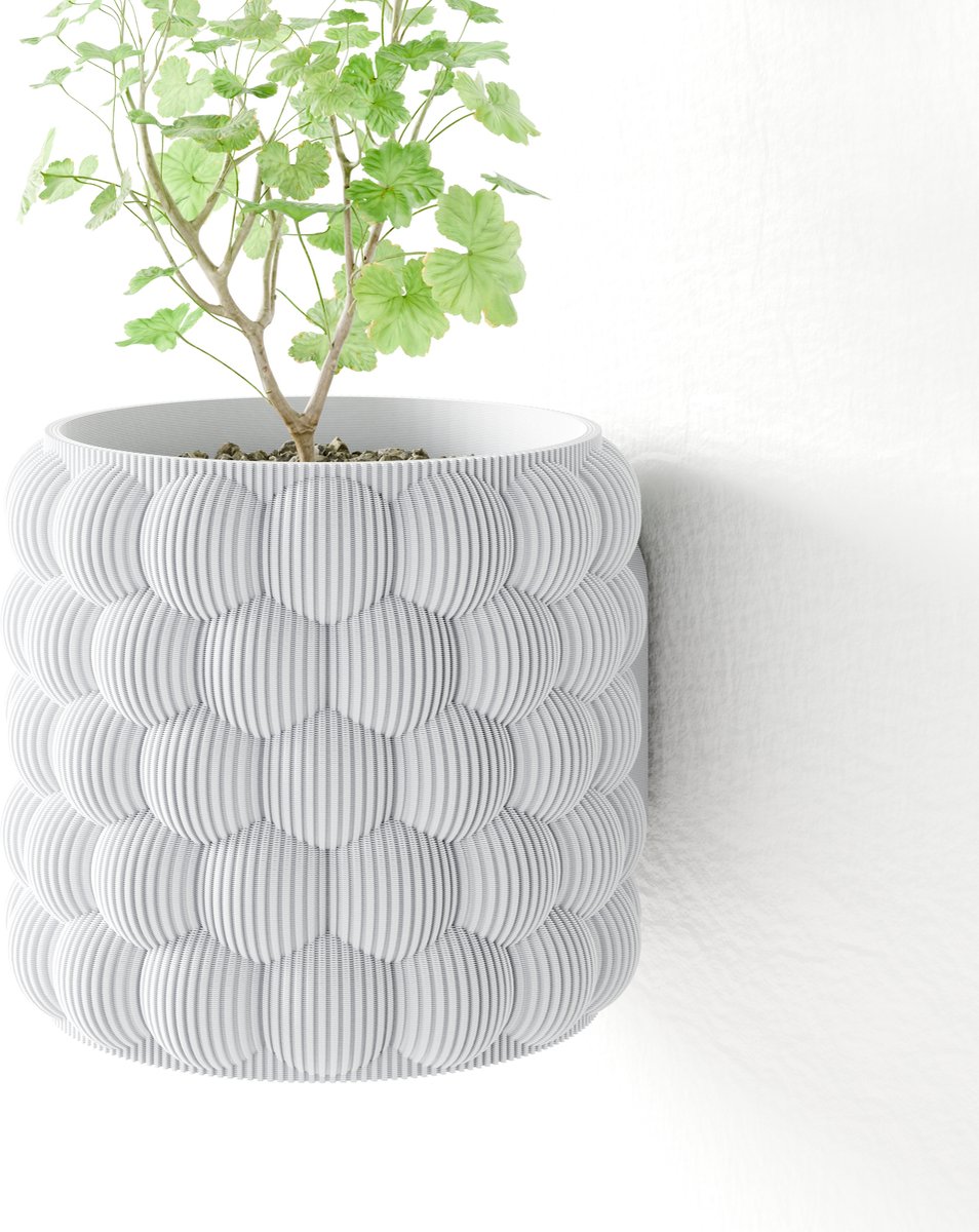 Fleuriek - Hangende bloempot voor plantenmuur - Decoratieve plantenhangers voor verticale tuin binnen, plantenpot - D15 cm - Wit