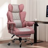 Chaise de bureau ergonomique - Chaise Gaming - Chaises de Chaises de bureau - Dossier à ressorts ensachés - Repose-pieds réglable - Assise large et confortable - Inclinaison 90-135° - Avec accoudoirs et roulettes - Grijs - Rose - Tissu