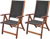vidaXL - Tuinstoelen - inklapbaar - 2 - st - massief - acaciahout - en - textileen