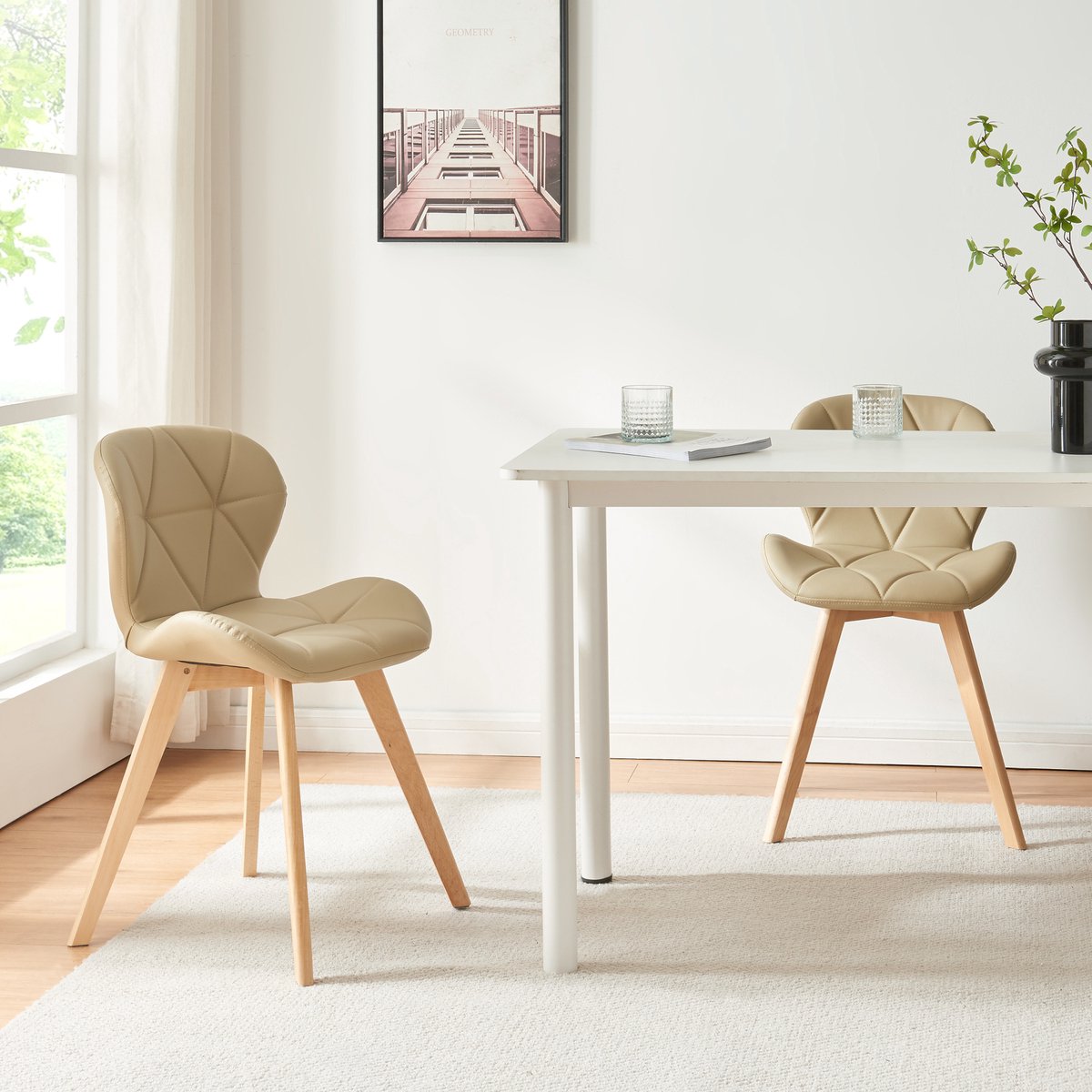 en.casa Eetkamerstoelen Älmhult set van 2 stuks beige [en.casa]