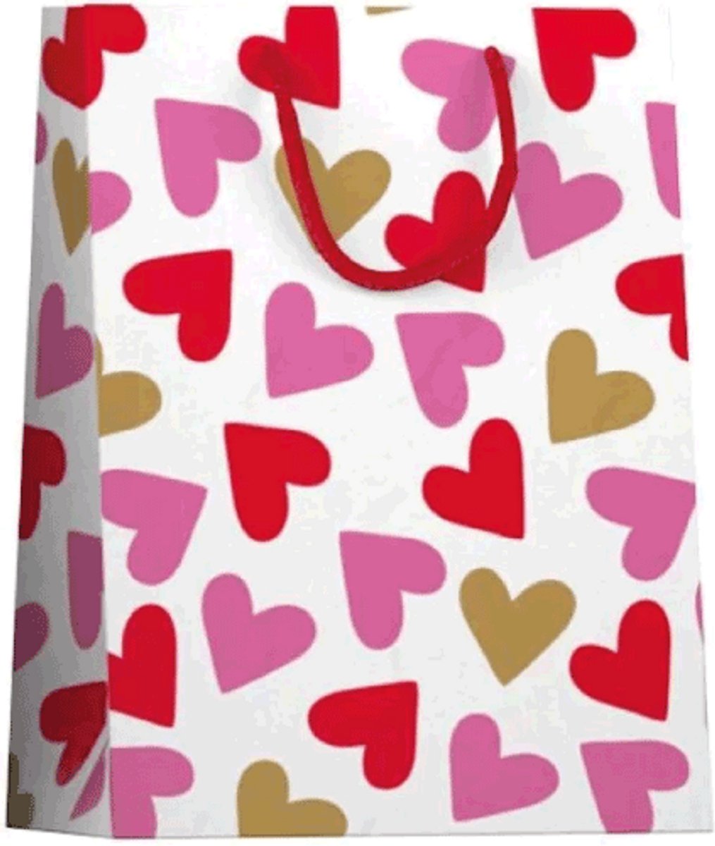Papieren cadeau tas M Hearts