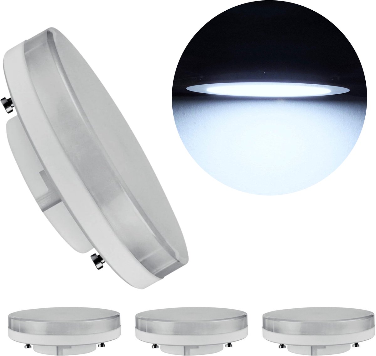 Prinos GX53 LED Lamp - 6500k Koel wit licht - 10W vervangt 75W - 3PACK