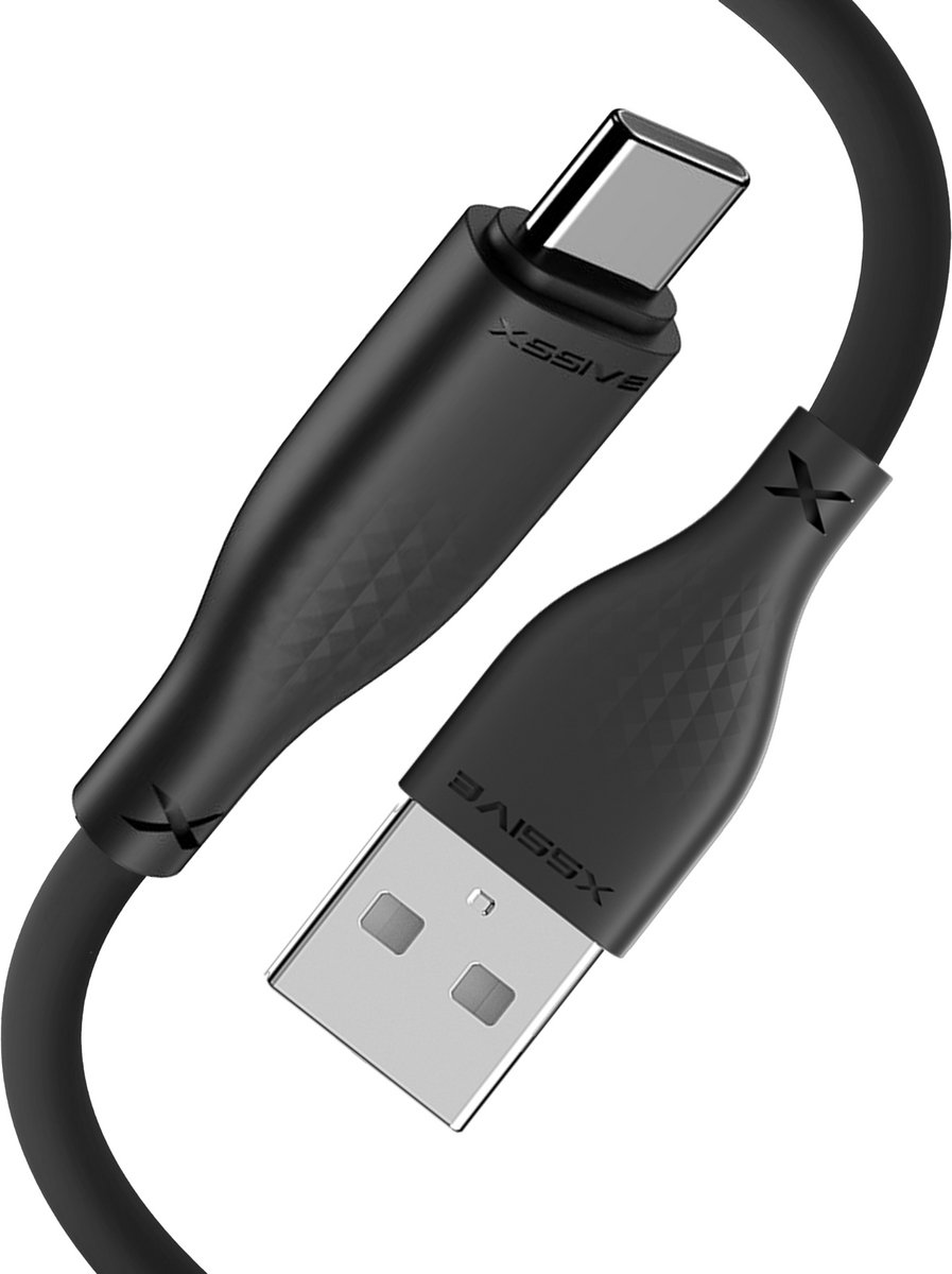 Xssive USB-A naar USB-C Kabel 1 Meter - Quick Charge - USB naar USB C Kabels - Snellader - Zwart