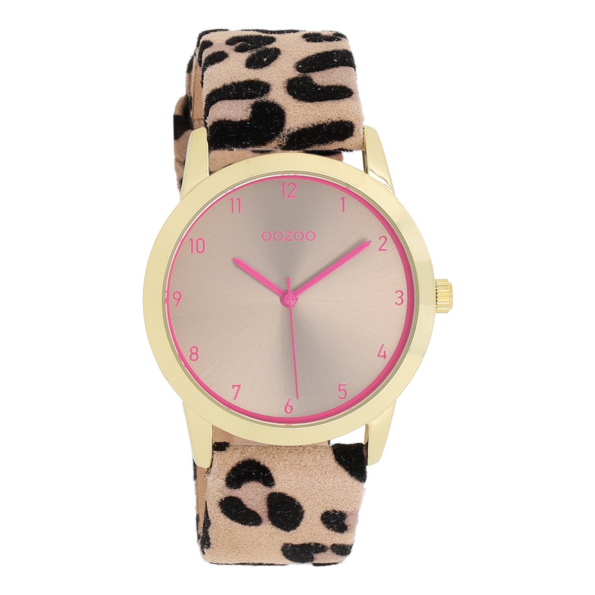 OOZOO Timepieces - Goudkleurige horloge met leren band - C11374