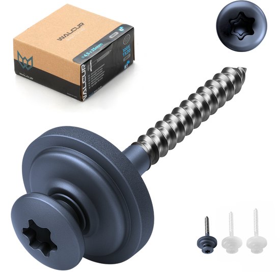 GeZu Impex Vis Spengler ø4.5 x 25 mm Vis a Bois en Acier Inoxydable | Étanches Vis de Toiture avec Rondelles en Caoutchouc