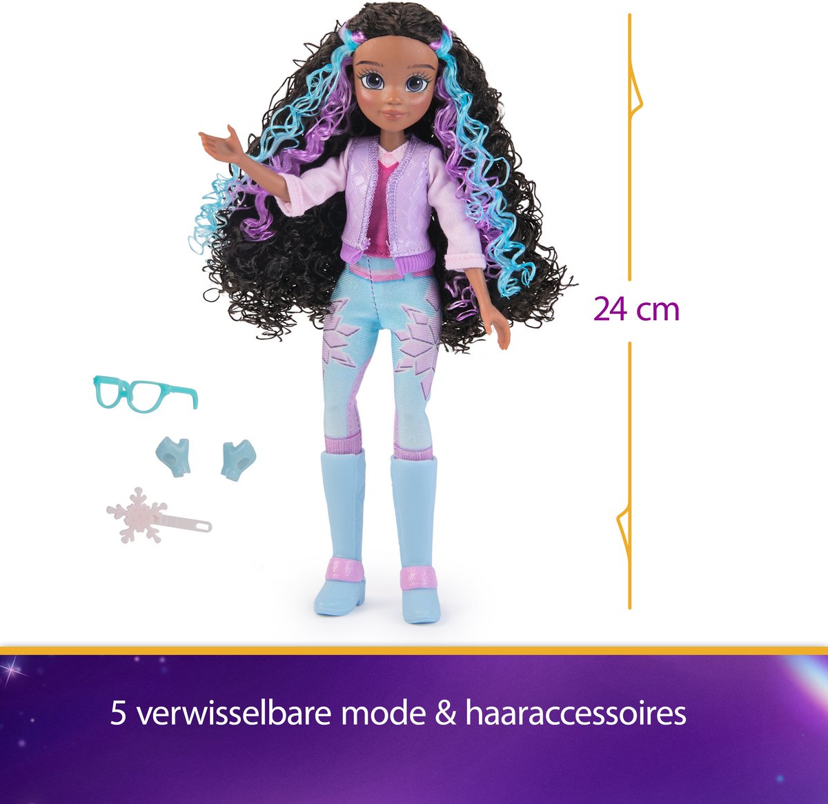 Unicorn Academy - Pop Layla van 24 cm met highlights in het haar - 5 modeaccessoires - Eenhoornspeelgoed — cadeau in Spellen & Speelgoed - foto 6