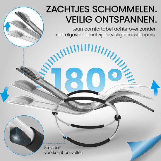 ELONEO Schommel Ligstoel met Ligkussen en Zijvak - Relaxstoel tot 180 kg - Weerbestendig - Balkon & Tuin van ELONEO — afbeelding 4