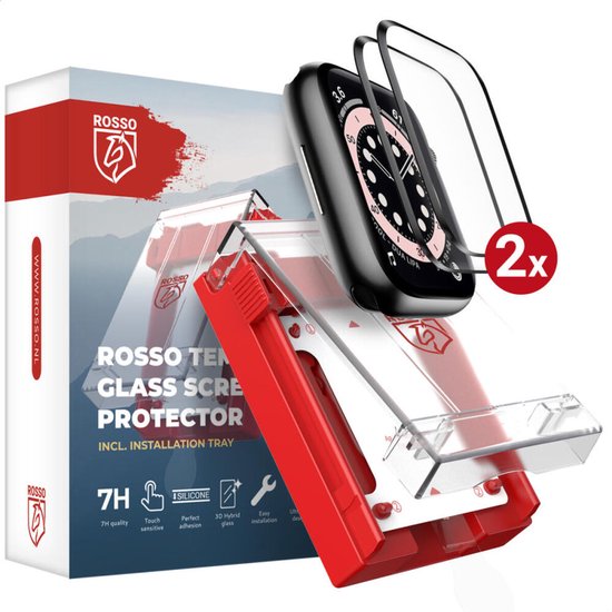 Rosso Smartwatch Protector Geschikt voor Apple Watch 4/5/6/SE 40MM - 7H Tempered Glass Screen Protector - met Installatietray en Dust Removal - Horloge Beschermlaag - Case Friendly (2-Pack)